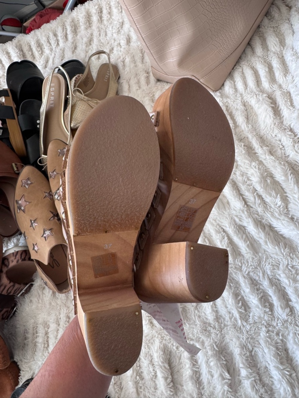 Free People Wooden leather studded heels sandals euro 37 - Picture 4 of 5